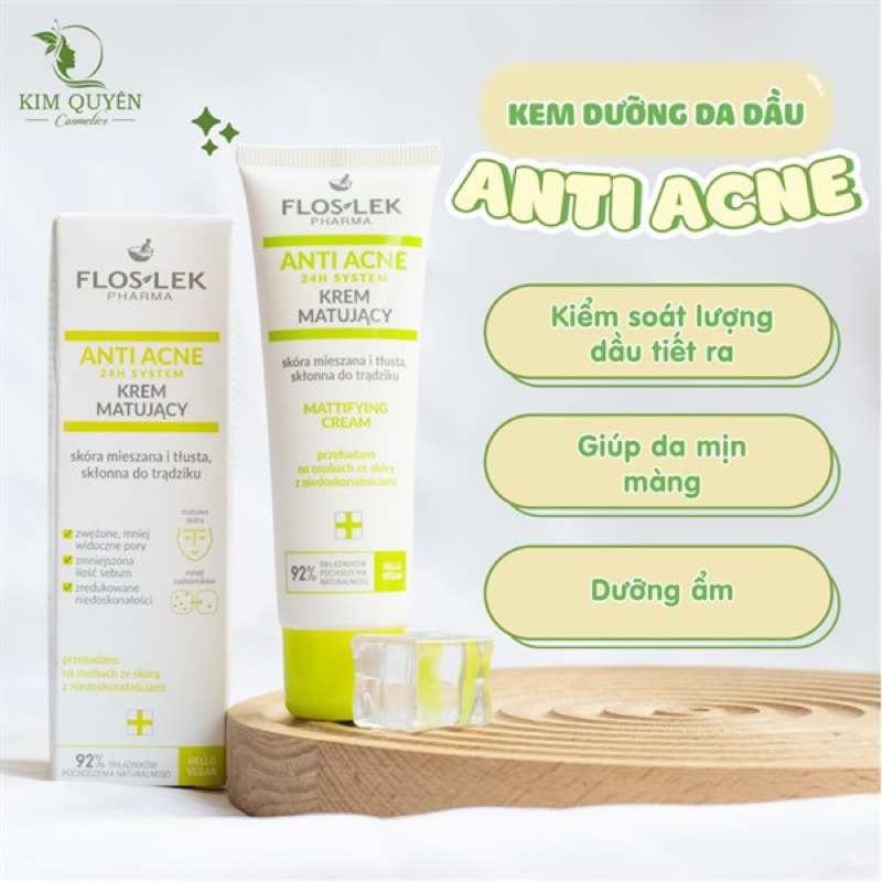 Kem dưỡng FLOS LEK ANTI ACNE 50ml (X-á-c-h t-a-y)