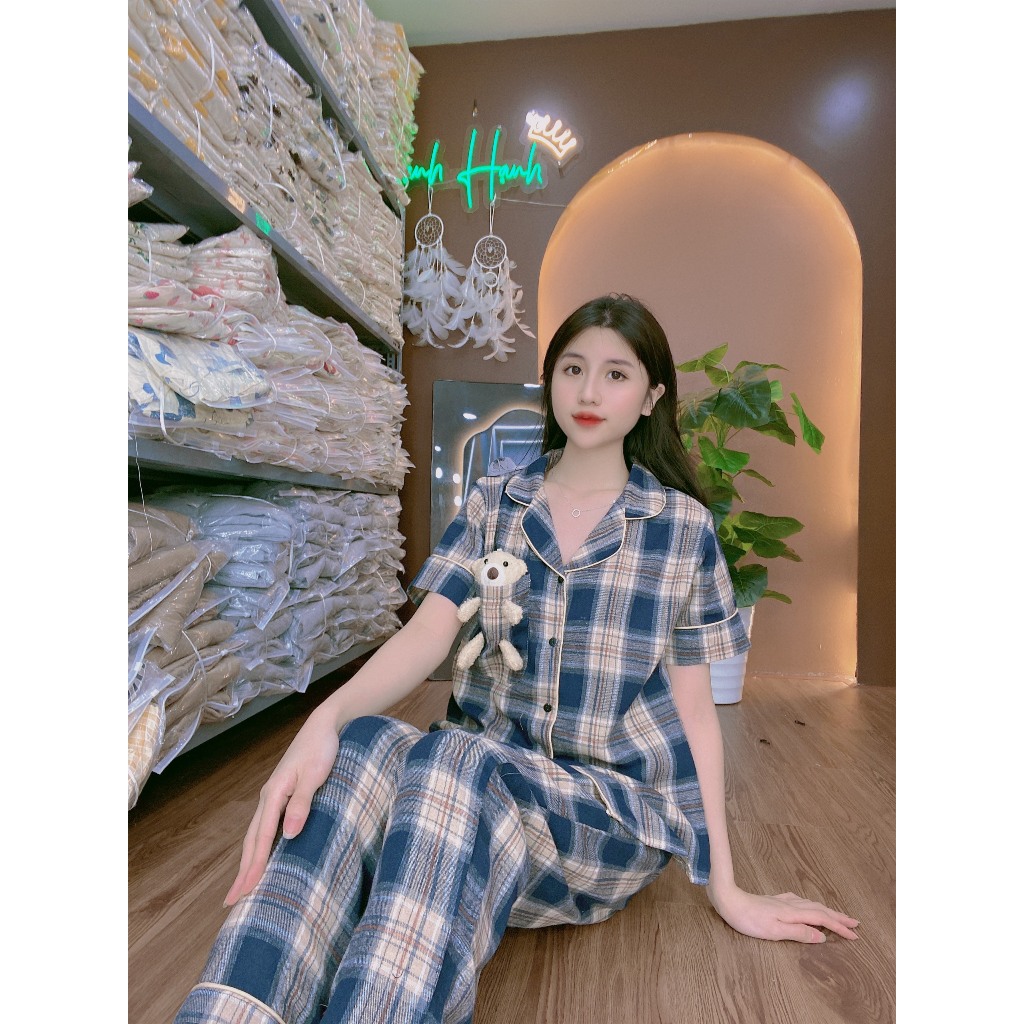 Bộ pyjama kẻ sọc chất liệu thô mềm cực hót - Mã B67