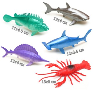  Set 5 đồ chơi động vật biển - Cá Mập Cá Kiếm Cá Vược Tôm Hùm bằng nhựa cho bé 