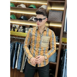 Áo sơ mi nam bbr dài tay kẻ sọc caro 2 túi ngực bản cao cấp