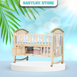 Cũi gỗ đa năng 6 in 1, Ghép cạnh giường bố mẹ, Kích thước 120x70x90cm, BabyLux Store