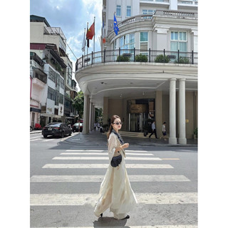[Ảnh Thật] Áo Dài Cách Tân Suông Trắng Kem Hoa Nổi Tay Lỡ Hàng Thiết Kế Cao Cấp Mặc Đi Làm - Đi Chơi