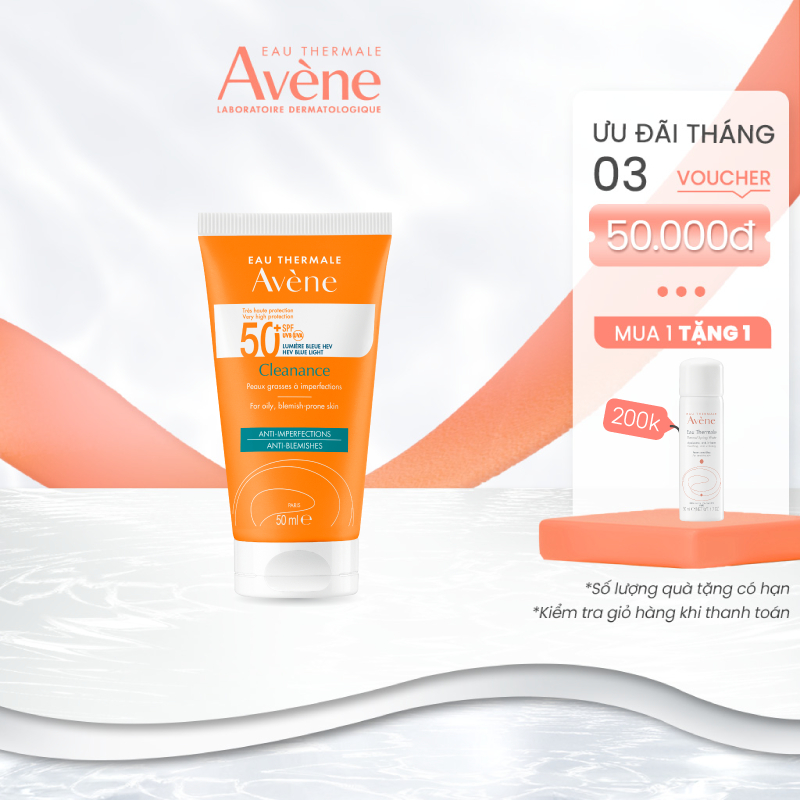 Sữa chống nắng quang phổ rộng cho da dầu mụn AVÈNE CLEANANCE PROTECT 50+ 50ml BLUE LIGHT