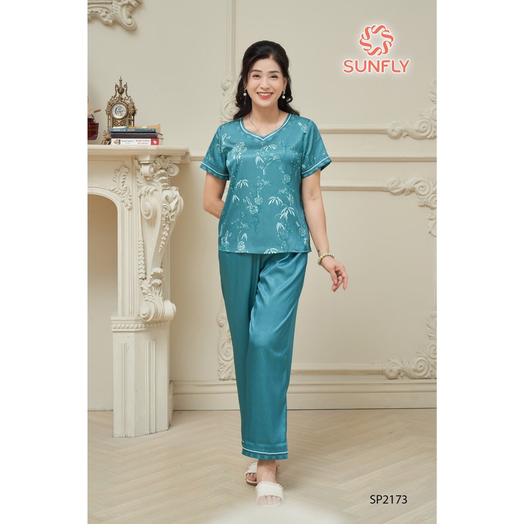 SP2173 ĐỒ BỘ MẶC NHÀ CHẤT LỤA VÂN GỖ SUNFLY