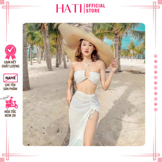 Bikini đi biển nữ đồ bơi 3 mảnh kín đáo cách tân phối chân vấy sexy du lịch tắm biển HATI