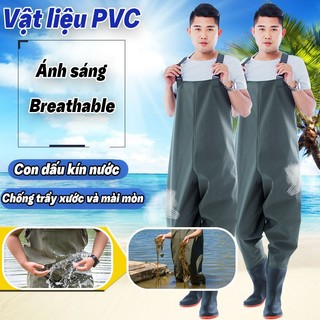Quần lội nước liền ủng Vải chống nước Cao su co giãn cao ủng lội nước liền quần quần lội nước quần ủng