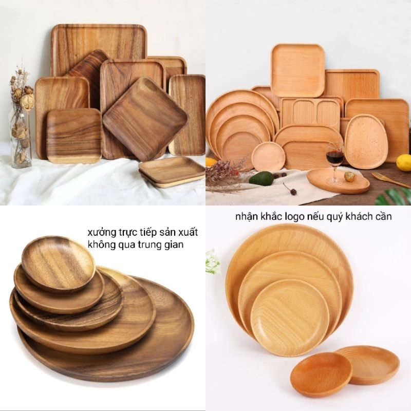 khay gỗ decor phục vụ quán nhà hàng và decor chụp ảnh