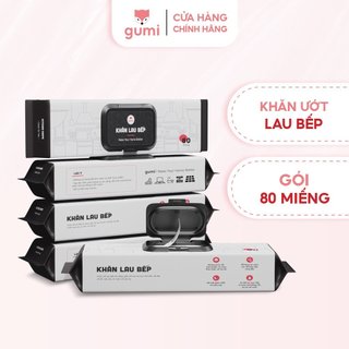 Khăn giấy ướt lau bếp Gumi gói 80 tờ size lớn khử mùi tẩy dầu mỡ gian bếp