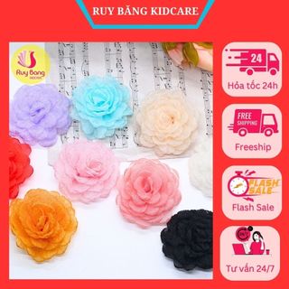 Hoa voan xốp nhăn dùng làm hoa cài áo, kẹp tóc...