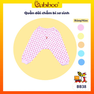 Quần dài cho bé sơ sinh BABIBOO vải cotton tự nhiên họa tiết chấm bi BB38