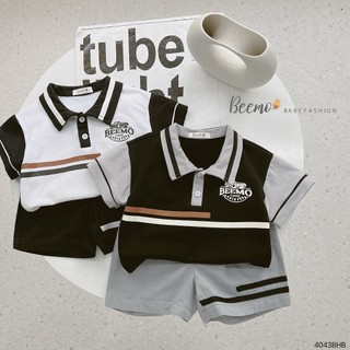 Set polo cộc tay cotton cá sấu phối line Beemo cho bé