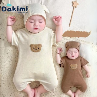 Body cộc tay đính gấu kèm mũ DAKIMI BABYWEAR cho bé từ 3-12kg
