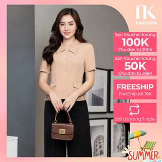 Áo Sơ Mi Công Sở Nữ 2 Nắp Túi NK Fashion Chất Vải Cao Cấp, Co Giãn Nhẹ, Không Nhăn Xù NKSM2201022