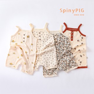 Bodysuit cho bé gái 0-2 tuổi body đùi 2 dây style Hàn cotton mềm mát hoạ tiết hoa bi cực xinh mùa hè thu