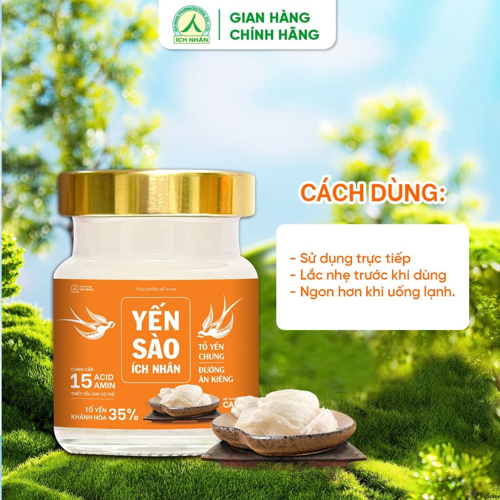 Yến Sào Ích Nhân Tổ Yến Chưng Đường Ăn Kiêng Lọ 70ml dành cho người ăn kiêng bồi bổ sức khỏe, tăng cường miễn dịch