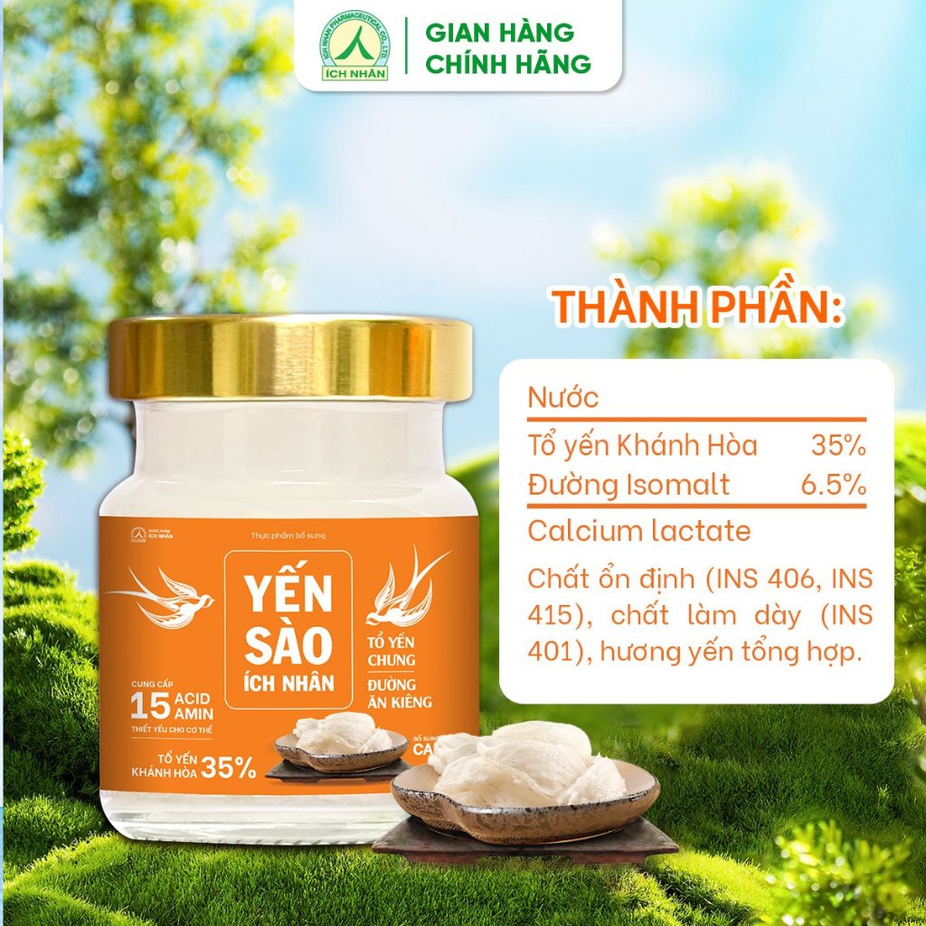 Yến Sào Ích Nhân Tổ Yến Chưng Đường Ăn Kiêng Lọ 70ml dành cho người ăn kiêng bồi bổ sức khỏe, tăng cường miễn dịch