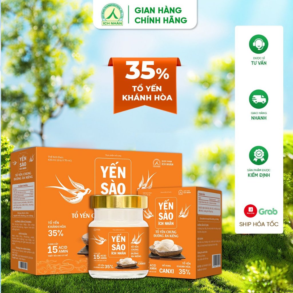 Combo 10 Lọ Yến Sào Ích Nhân Tổ Yến Chưng Đường Ăn Kiêng 70ml giúp bồi bổ sức khỏe, tăng cường miễn dịch & sức đề kháng