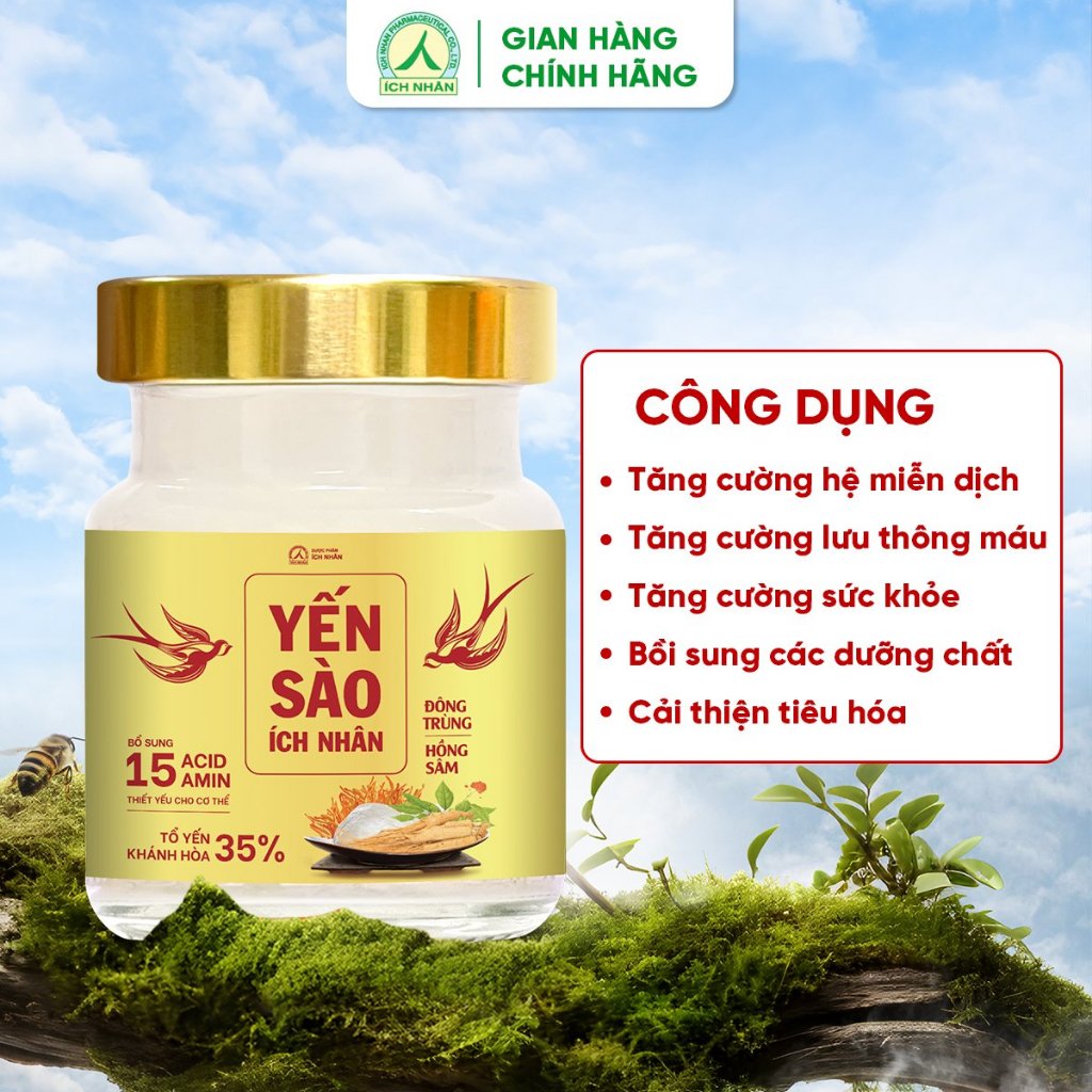 Combo 10 Lọ Yến Sào Ích Nhân Đông Trùng Hồng Sâm 70ml giúp bồi bổ khí huyết, tăng sức đề kháng, cải thiện giảm trí nhớ