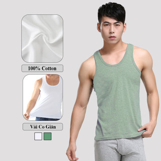 Áo Ba Lỗ Nam Vicenzo Vải Cotton Thoáng Mát Thấm Hút Mồ Hôi, Áo Lót Nam Ba Lỗ