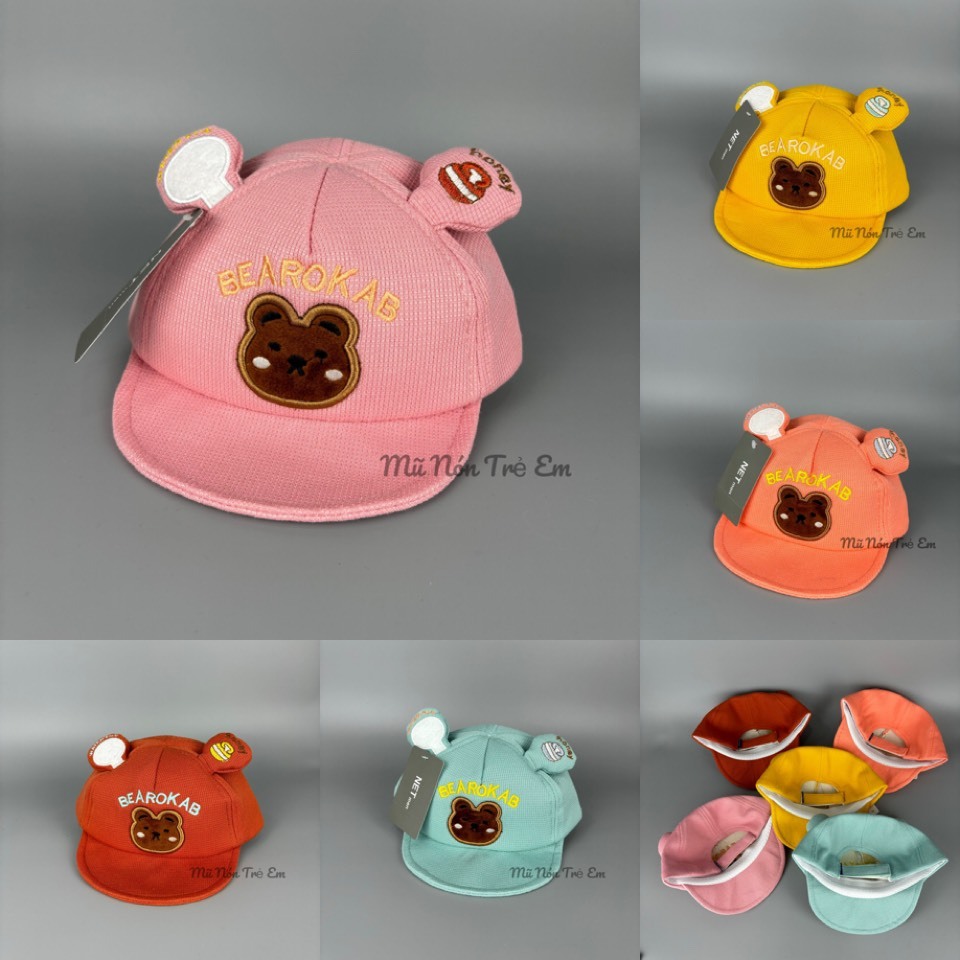 Trẻ 4 tháng tới 2 tuổi - Nón kết thêu GẤU cho trẻ em - Mũ lưỡi trai cho Bé