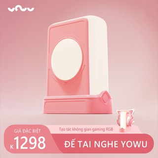Giá đỡ tai nghe pha lê yowu tai mèo demon dance led rgb gaming 4 hiệu ứng ánh sáng hub mở rộng đa năng