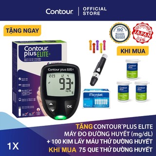 Tặng máy đo đường huyết contour plus elite và 100 kim lấy máu thử đường huyết khi mua que thử đường huyết