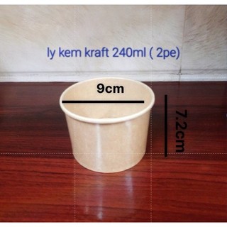 50 cái ly kem giấy kraft 8oz/240ml