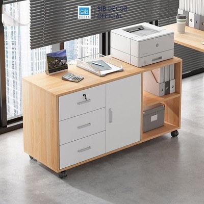 [Giao lắp tại TP.HCM] Tủ Tài Liệu, Máy In Văn Phòng SIB Decor Có Hệ Bánh Xe Di Động Đa Năng HS24