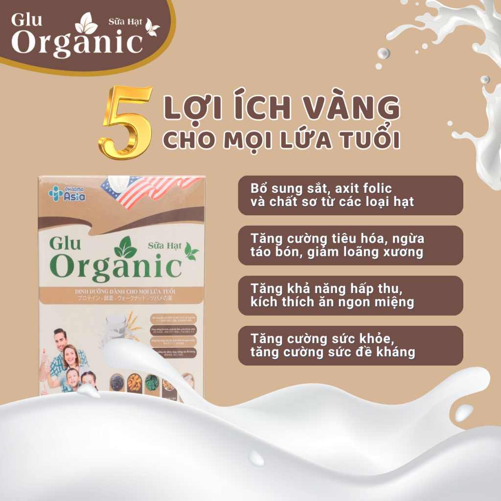 Sữa hạt dinh dưỡng Glu Organic chính hãng Japa Kids