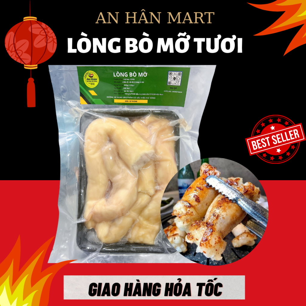 Lòng bò mỡ béo, lòng bò sữa nướng kiểu Hàn khay 500g