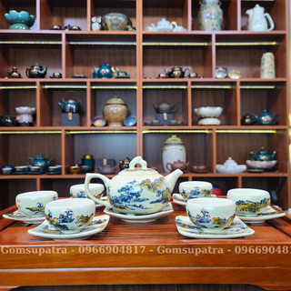 Bộ ấm chén uống trà, bộ ấm trà men rạn thời lý cao cấp bách phúc gia