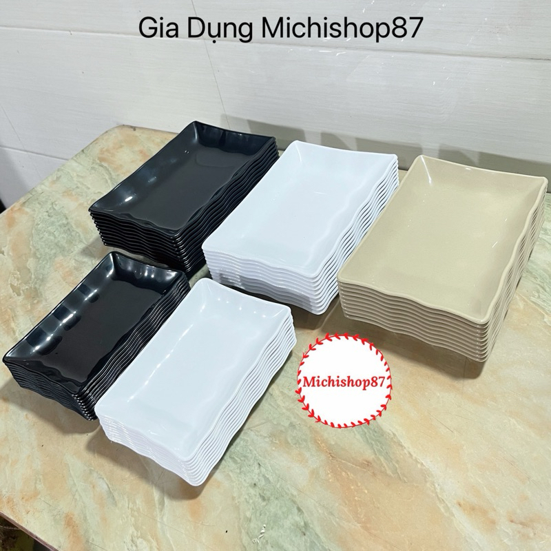 Combo 10 Đĩa Nhựa Phíp Chữ Nhật 2 Size Nhựa Việt Nhật Cao Cấp, Đĩa Phíp Đựng Hoa Quả, Bánh Kẹo
