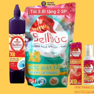 Nước giặt hương nước hoa 3l8+1tẩy 1l+1 xịt thơm hương nước hoa 100ml bell đức - nano