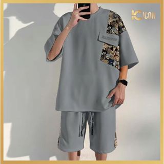 Bộ Cộc Tay Nam Mùa Hè Thêu Gấu Cực Chất, Bộ Quần Áo Ngắn Tay Chất Tổ Ong Hàng Đẹp BO17 - ICON