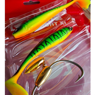 Bộ Mồi Câu NFF Đỏ 9cm và Lưỡi ar15 5cm mồi mềm dẻo câu cá fishing