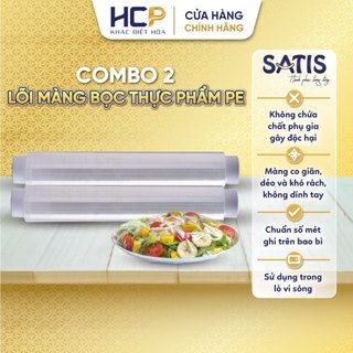Combo 2 Lõi Màng Bọc Thực Phẩm PE SATIS 30cm x 100m Không Chứa Chất Phụ Gia Gây Hại Sức Khỏe Dùng Được Cho Lò Vi Sóng