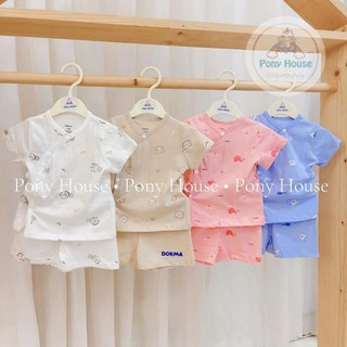 Bộ sơ sinh cài lệch cộc tay Dokma chất cotton