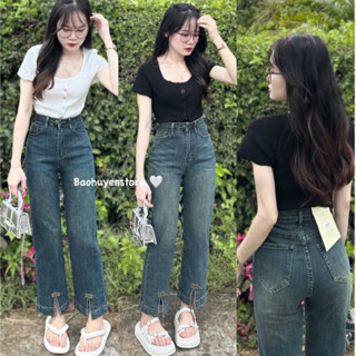 QUẦN JEAN ỐNG ĐỨNG XẺ TÀ CHO NÀNG MÉT 50 MÃ 5577 [ẢNH CHÍNH CHỦ]