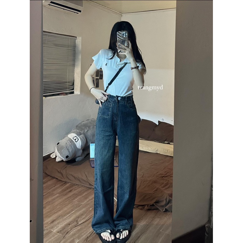 Quần bò QC xanh suông dài hàng đẹp