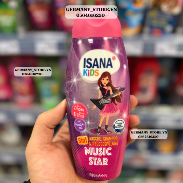[Isana Kids] Sữa Tắm, Dầu Gội & Dầu xả Trẻ Em 3in1 Ngôi Sao Âm Nhạc (nội địa Đức) 300ml - ISANA Kids
