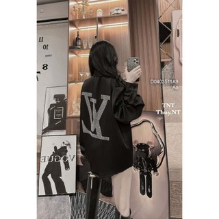 Áo sơ mi lụa cổ đính chuỗi ngọc tay dài!