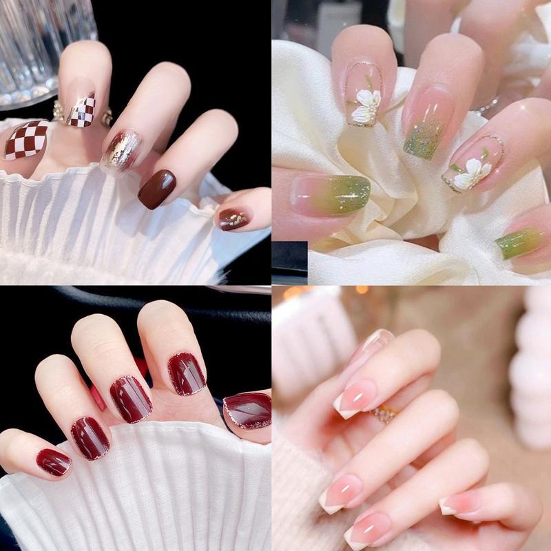 Tổng hợp 50 Mẫu Nail Ngắn Siêu Xinh Nail Box bền đẹp bộ 24 móng tay giả dành cho Nữ + được kèm phụ kiện keo dán