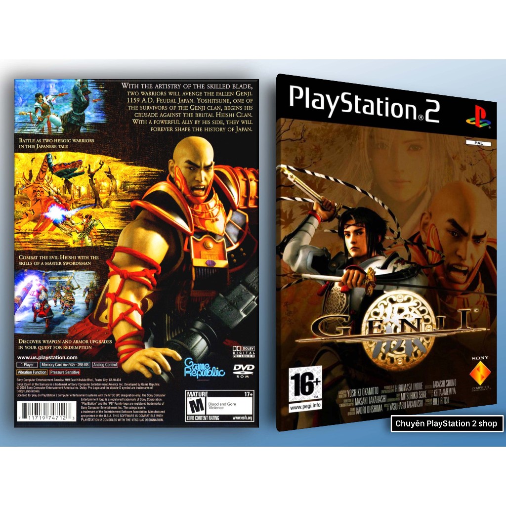 Đĩa game PS2, Genji: Dawn of the Samurai (phiêu lưu, hành động, chạy và chém) cho máy PS2