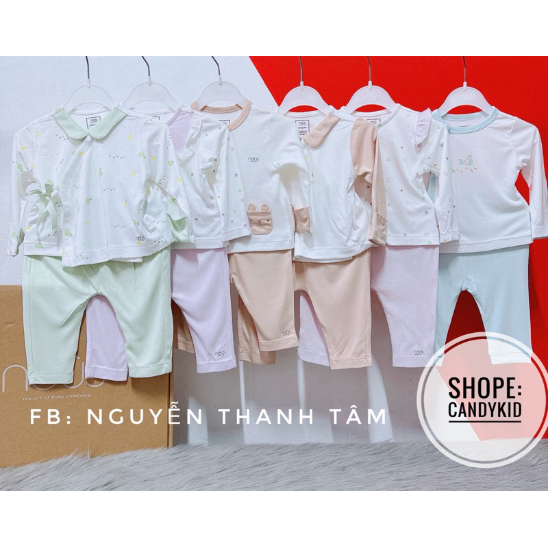 [Nous]Bộ dài tay sơ sinh pre cao cấp.