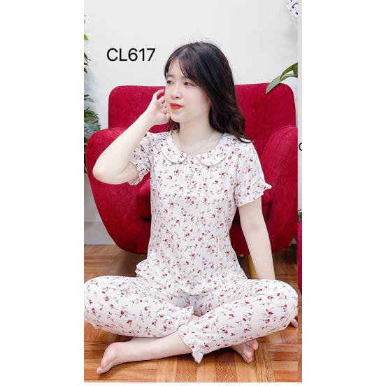 ĐỒ BỘ MẶC NHÀ QUẦN LỠ, TAY NGẮN PHỐI BÈO NHẸ NHÀNG XINH . Chất lụa thái mềm mịn ko nhăn