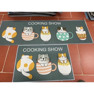Set 2 Chiếc Thảm Nhà Bếp Hoa Văn 3D
