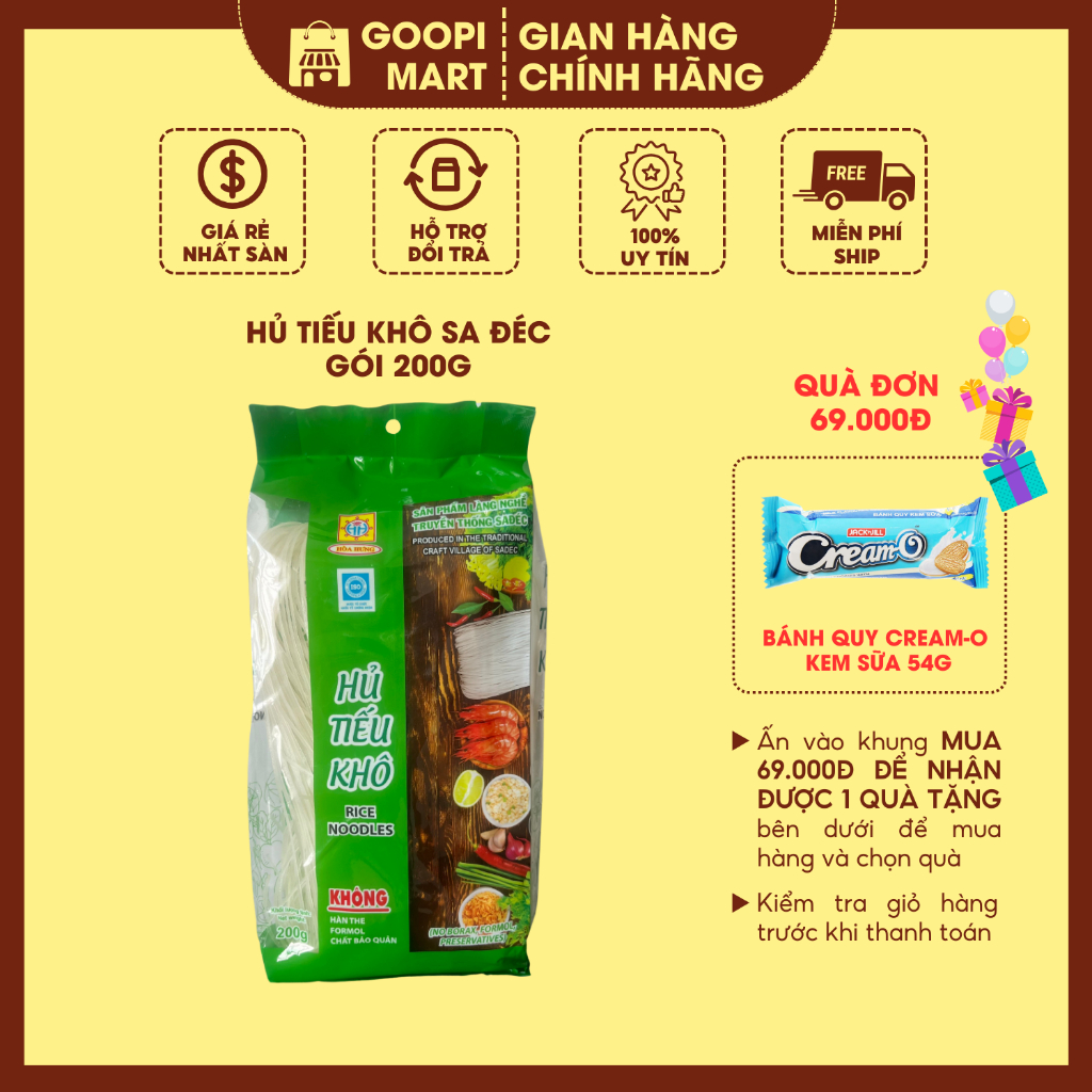 Hủ Tiếu Khô Sa Đéc Gói 200g (Đặc Sản Miền Tây)