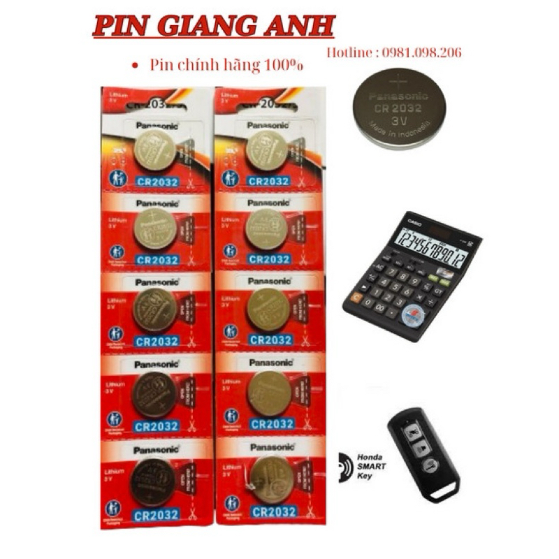 Pin CR2032 Panasonic 3V vỉ 5 viên