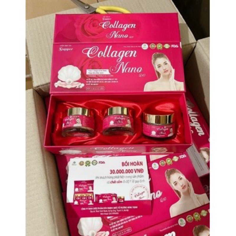 Viên Uống Đẹp Da SUPPER COLLAGEN NANO Q10 - Giúp Đẹp Da , Ngừa Lão Hóa , Sạm , Nám ( Hộp 3 lọ x 15 Viên )