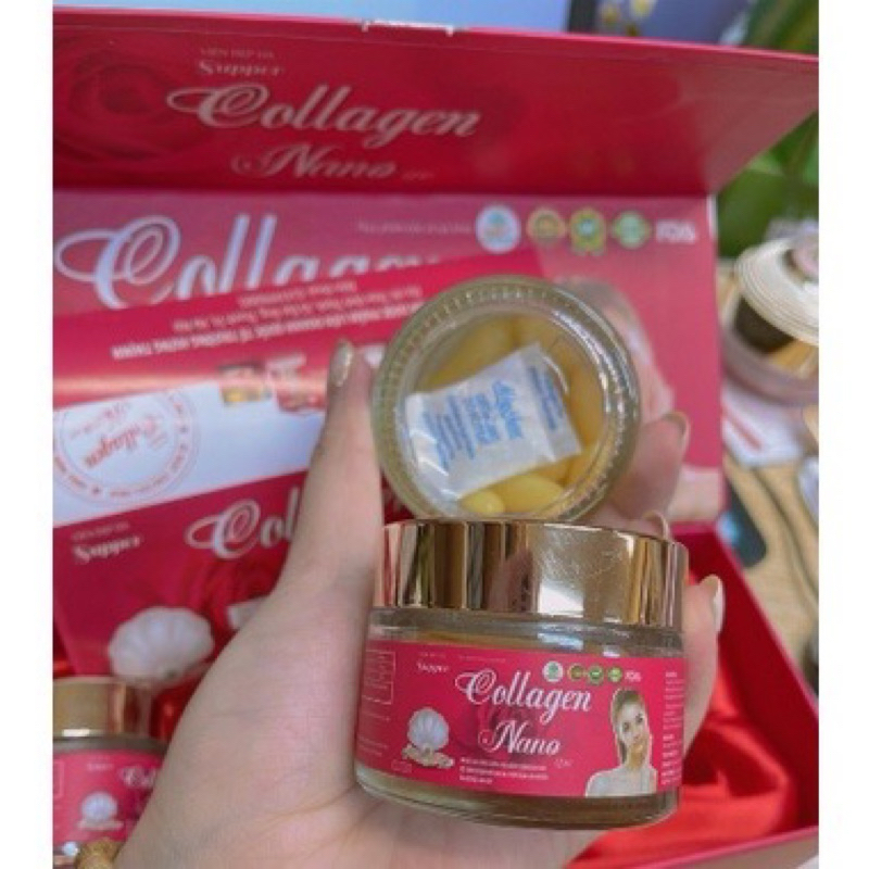 Viên Uống Đẹp Da SUPPER COLLAGEN NANO Q10 - Giúp Đẹp Da , Ngừa Lão Hóa , Sạm , Nám ( Hộp 3 lọ x 15 Viên )